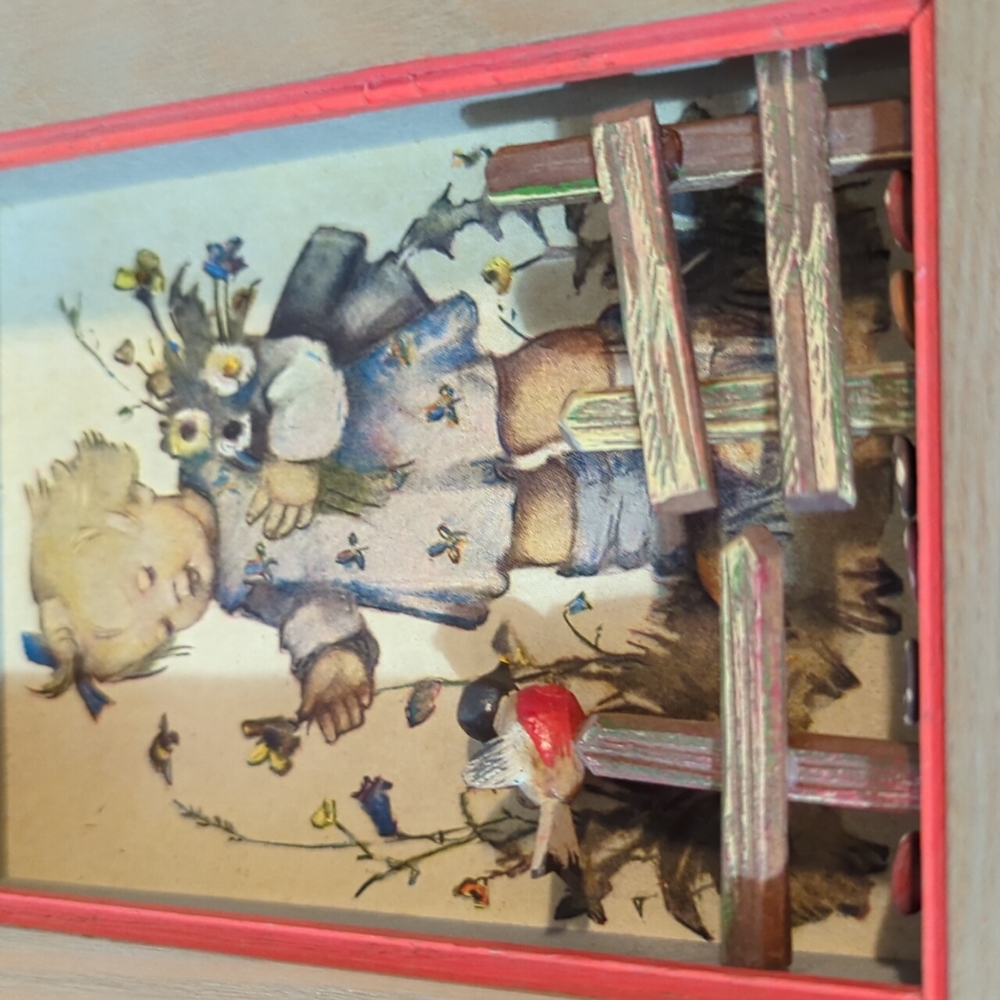 Hummel 3D Shadow Box Printed in Germany Emil Fink Verlag Fence Garden Girl Decor